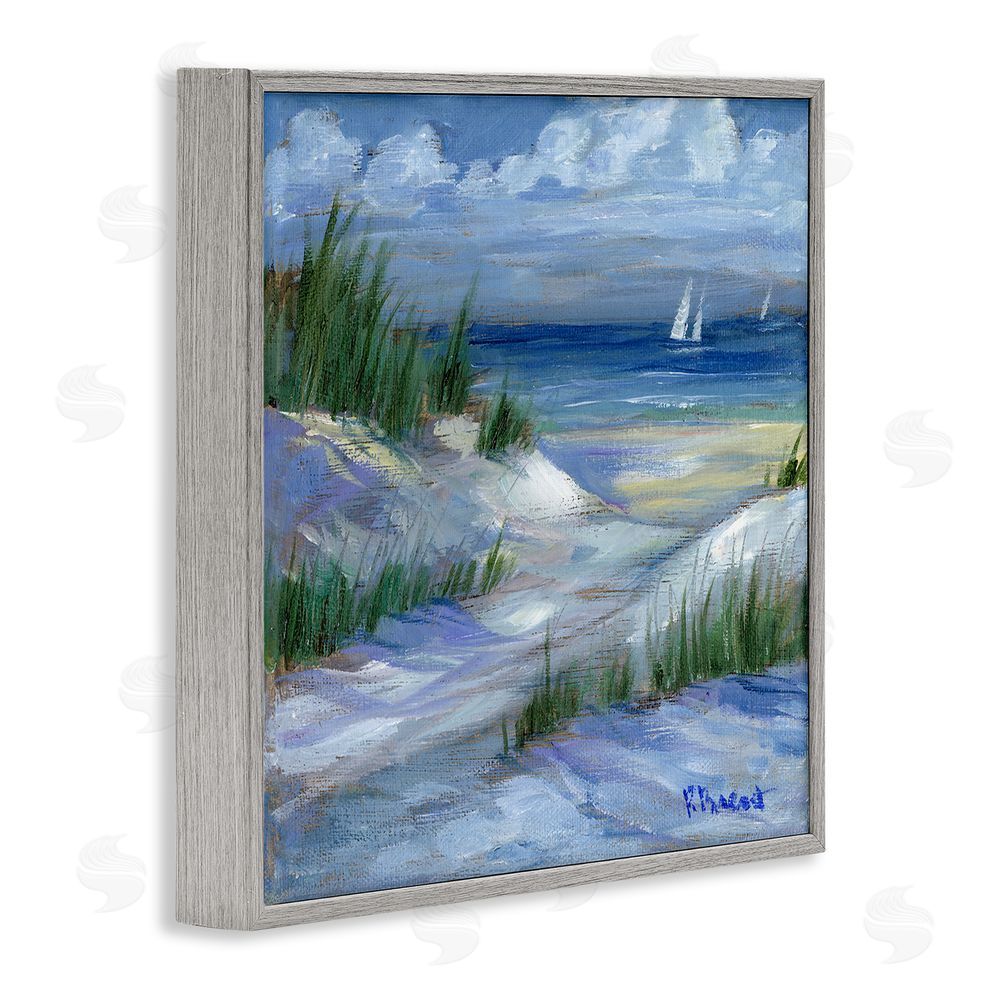 Paul Brent Crooked Island Dunes & Sailboats Gray Framed Giclee Wall Art Print