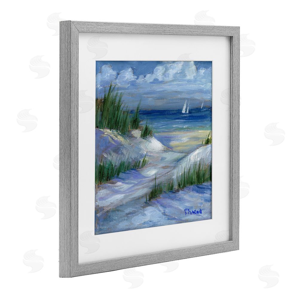 Paul Brent Crooked Island Dunes & Sailboats Gray Framed Print Under Glass Wall Art