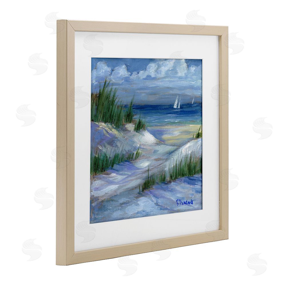 Paul Brent Crooked Island Dunes & Sailboats Brown Framed Print Under Glass Wall Art