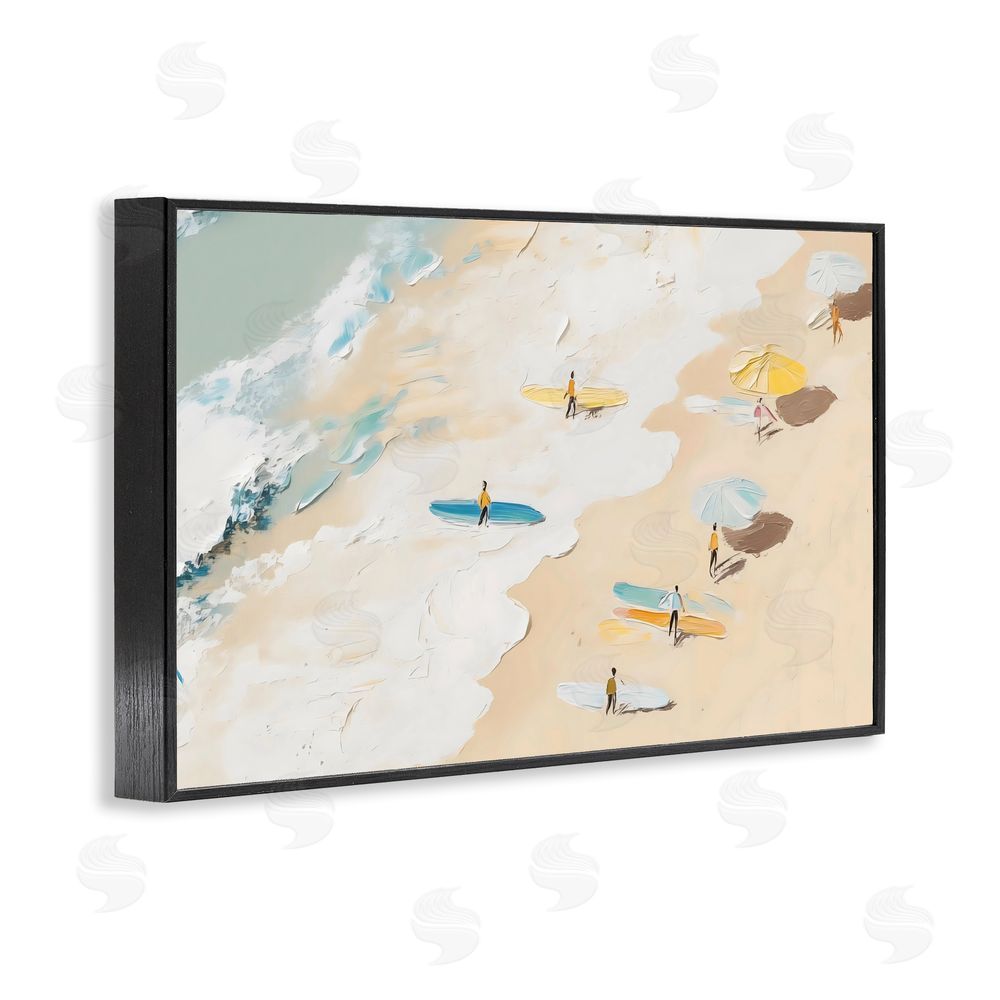 LSR Design Studio Beach Surf Summer Scene Black Framed Giclee Wall Art Print