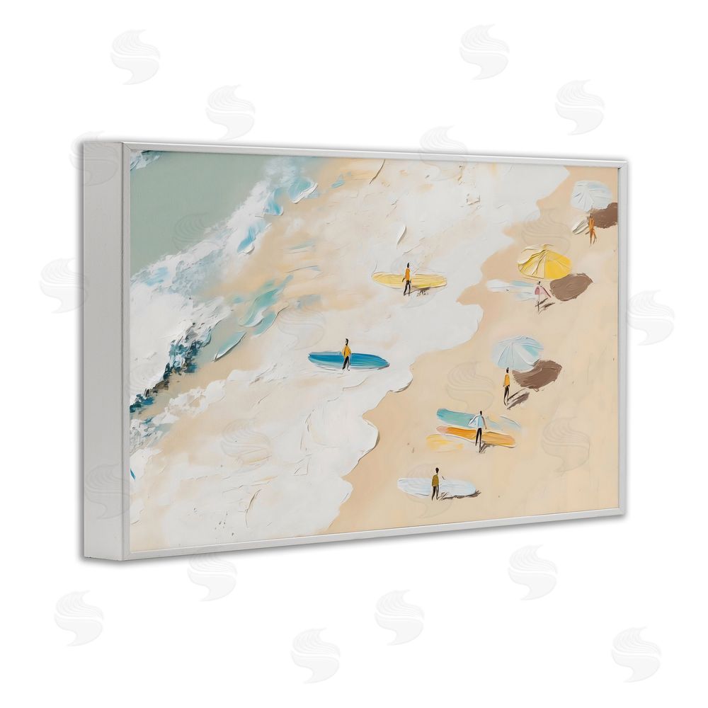LSR Design Studio Beach Surf Summer Scene White Framed Giclee Wall Art Print