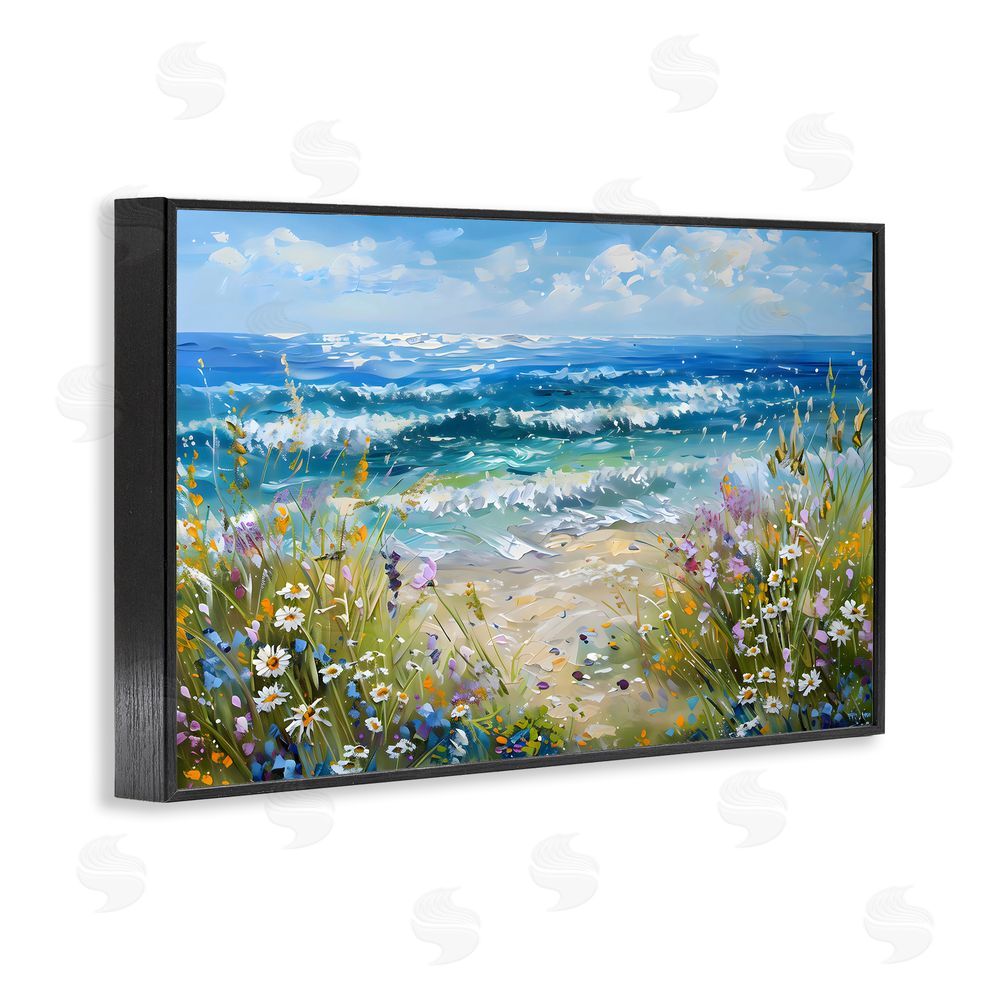 Creative Studio Floral Beach Meadow by Ocean Black Framed Giclee Wall Art