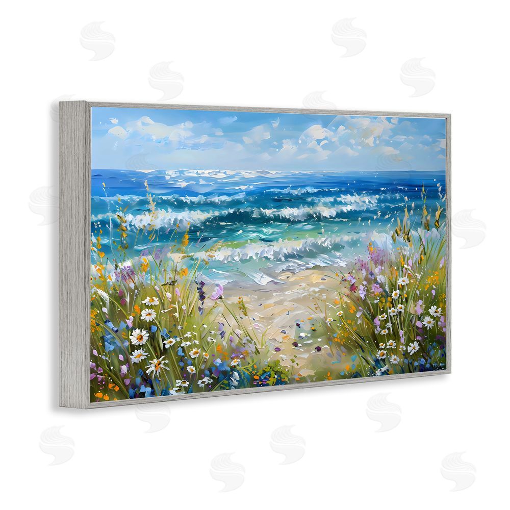 Creative Studio Floral Beach Meadow by Ocean Gray Framed Giclee Wall Art