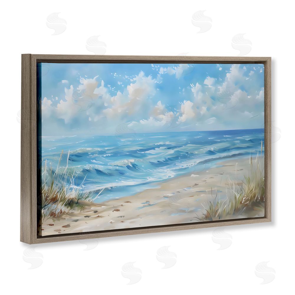 Creative Studio Coastal Tranquility Horizon Brown Floating Frame Canvas Wall Art Print