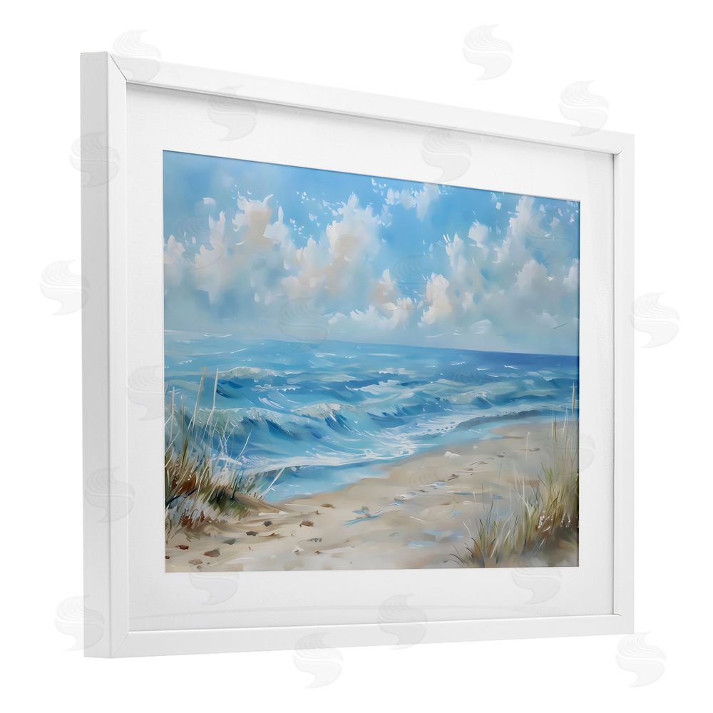 Creative Studio Coastal Tranquility Horizon White Framed Print Under Glass Wall Art