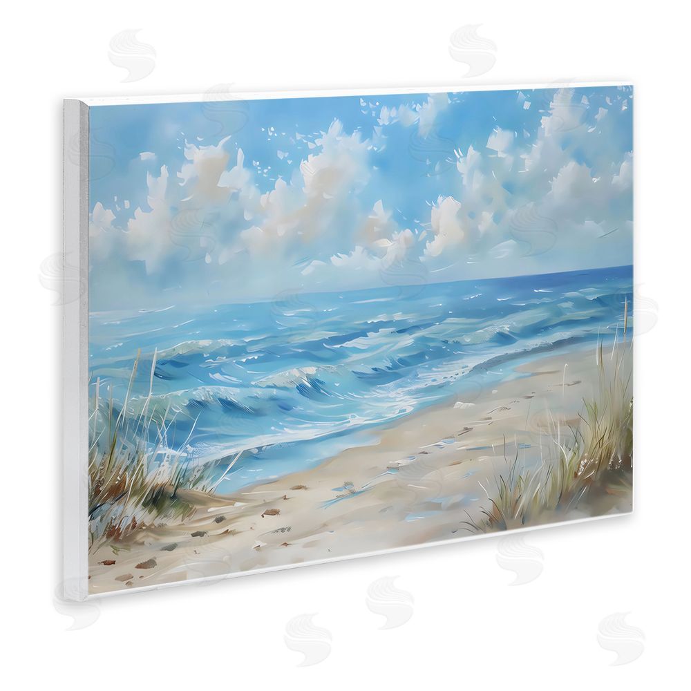 Creative Studio Coastal Tranquility Horizon Wall Plaque with Fixed Lithograph Print