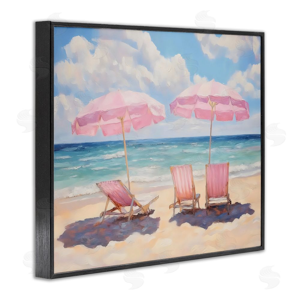 LSR Design Studio Pink Summer Chairs by the Sea Black Framed Giclee Wall Art