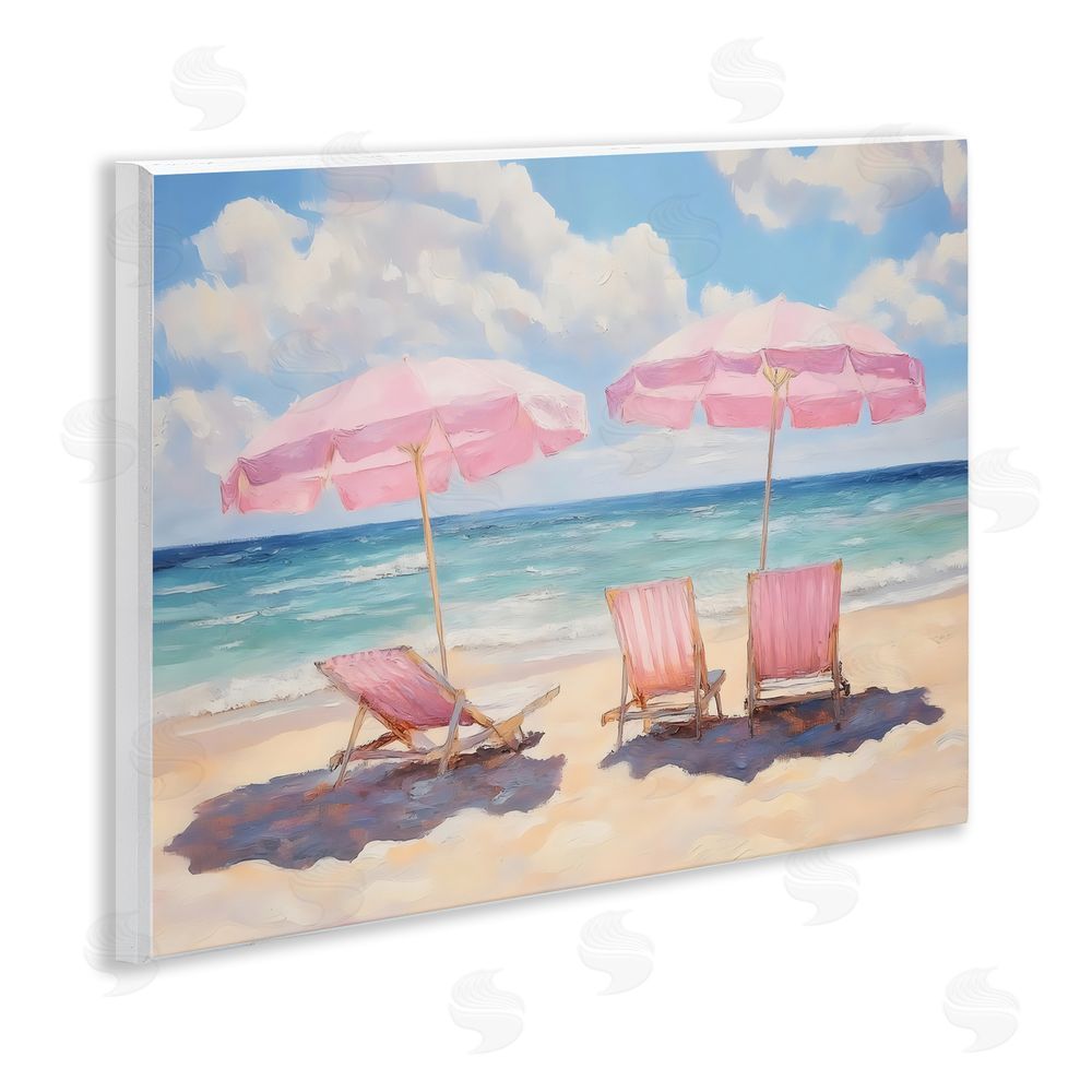 LSR Design Studio Pink Summer Chairs by the Sea Wall Plaque Home Decor Art Print