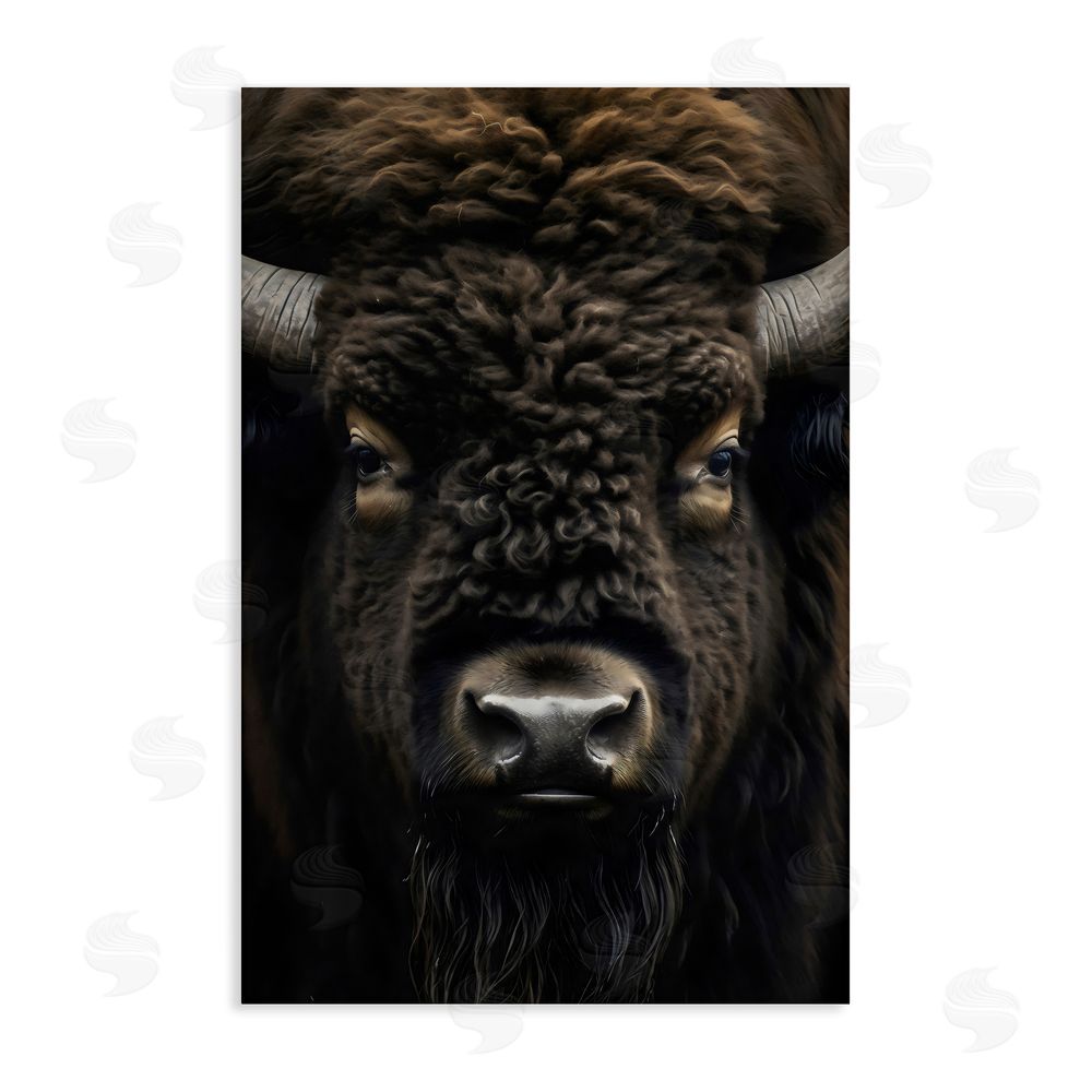 Creative Studio Bison Portrait Close Up Stretched Canvas Wall Art Print