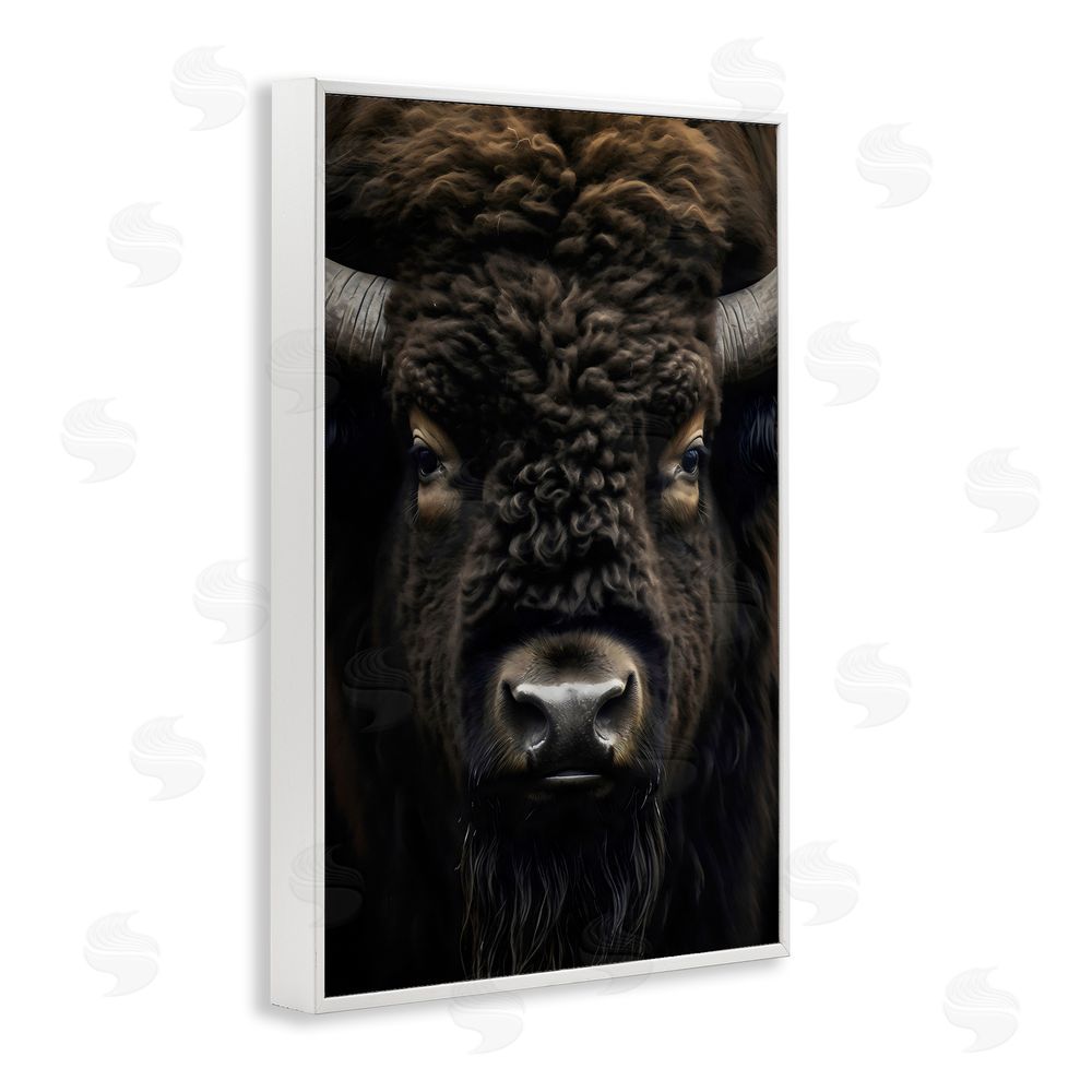 Creative Studio Bison Portrait Close Up White Framed Giclee Wall Art Print