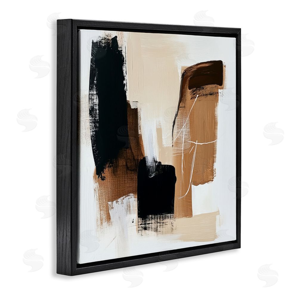 Petal Prints Design Earthy Hues Neutral Balance Black Floating Frame Canvas Wall Art Print