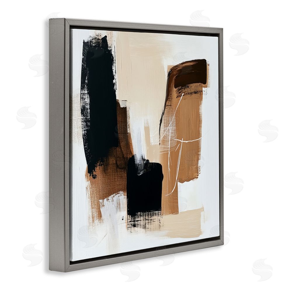 Petal Prints Design Earthy Hues Neutral Balance Gray Floating Frame Canvas Wall Art Print
