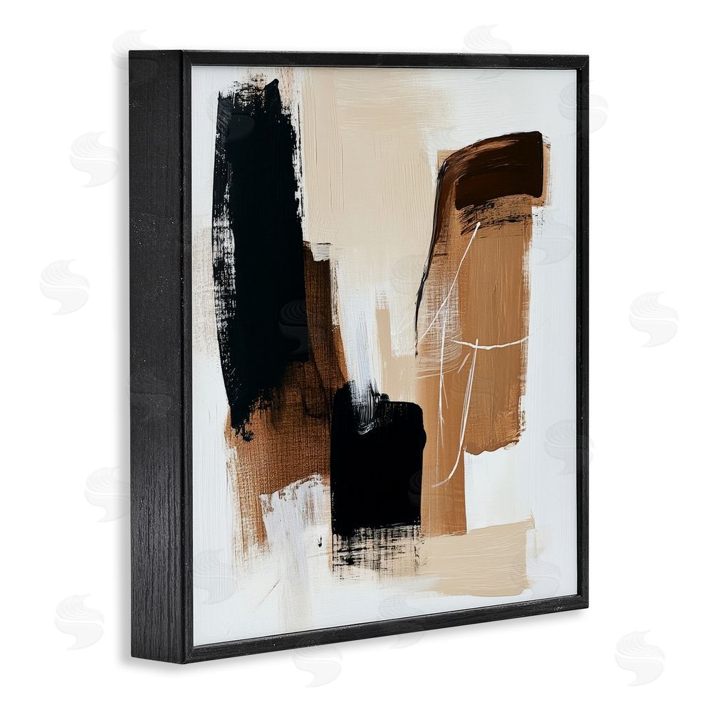 Petal Prints Design Earthy Hues Neutral Balance Black Framed Giclee Wall Art Print