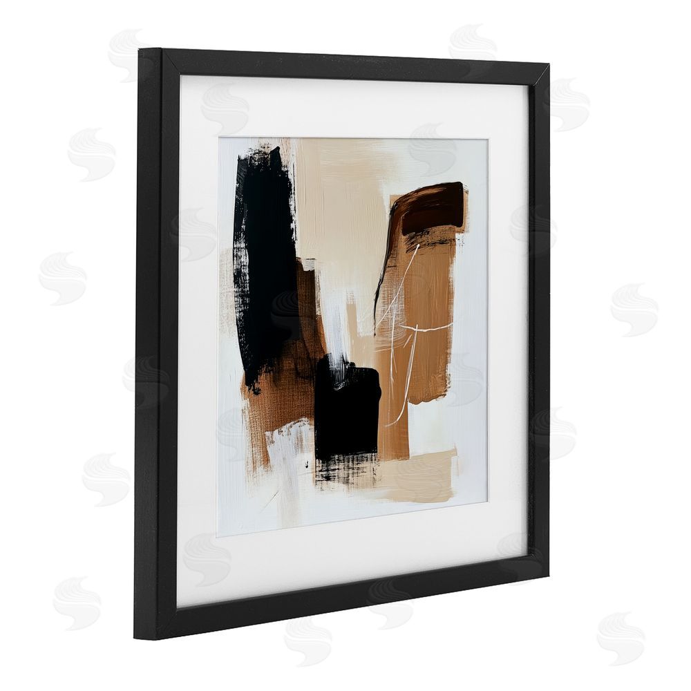 Petal Prints Design Earthy Hues Neutral Balance Black Framed Print Under Glass Wall Art