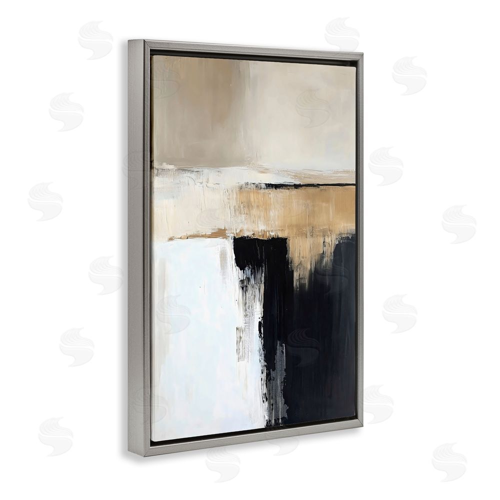 Gina Kelly Desert Horizon Muted Abstract Gray Floating Frame Canvas Wall Art Print