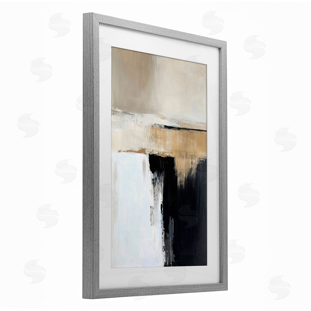 Gina Kelly Desert Horizon Muted Abstract Gray Framed Print Under Glass Wall Art