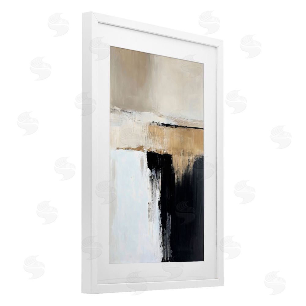 Gina Kelly Desert Horizon Muted Abstract White Framed Print Under Glass Wall Art