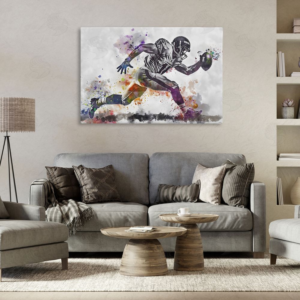 Creative Studio Endurance Football Sprint Stretched Canvas Wall Art in Room