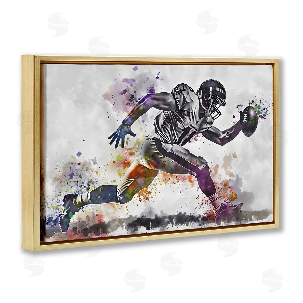 Creative Studio Endurance Football Sprint Gold Floating Framed Canvas Wall Art