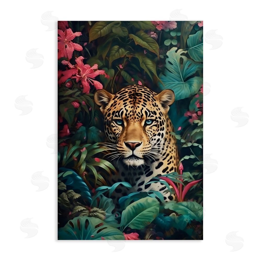 Creative Studio Jaguar with Silent Emerald Gaze Stretched Canvas Wall Art