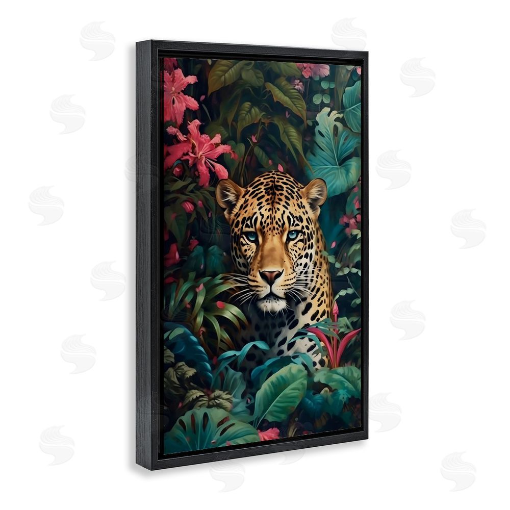 Creative Studio Jaguar with Silent Emerald Gaze Black Floating Framed Canvas Wall Art