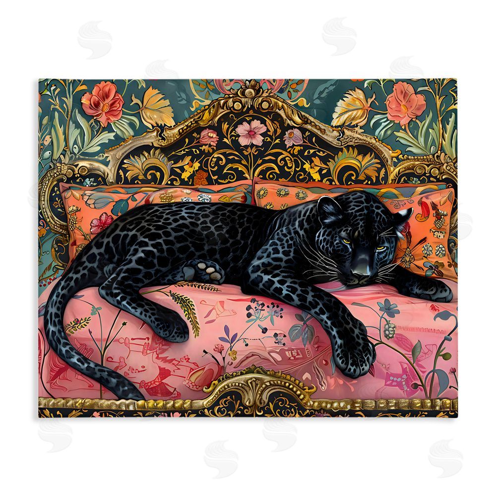 Creative Studio Lazy Black Elegant Leopard Stretched Canvas Wall Art