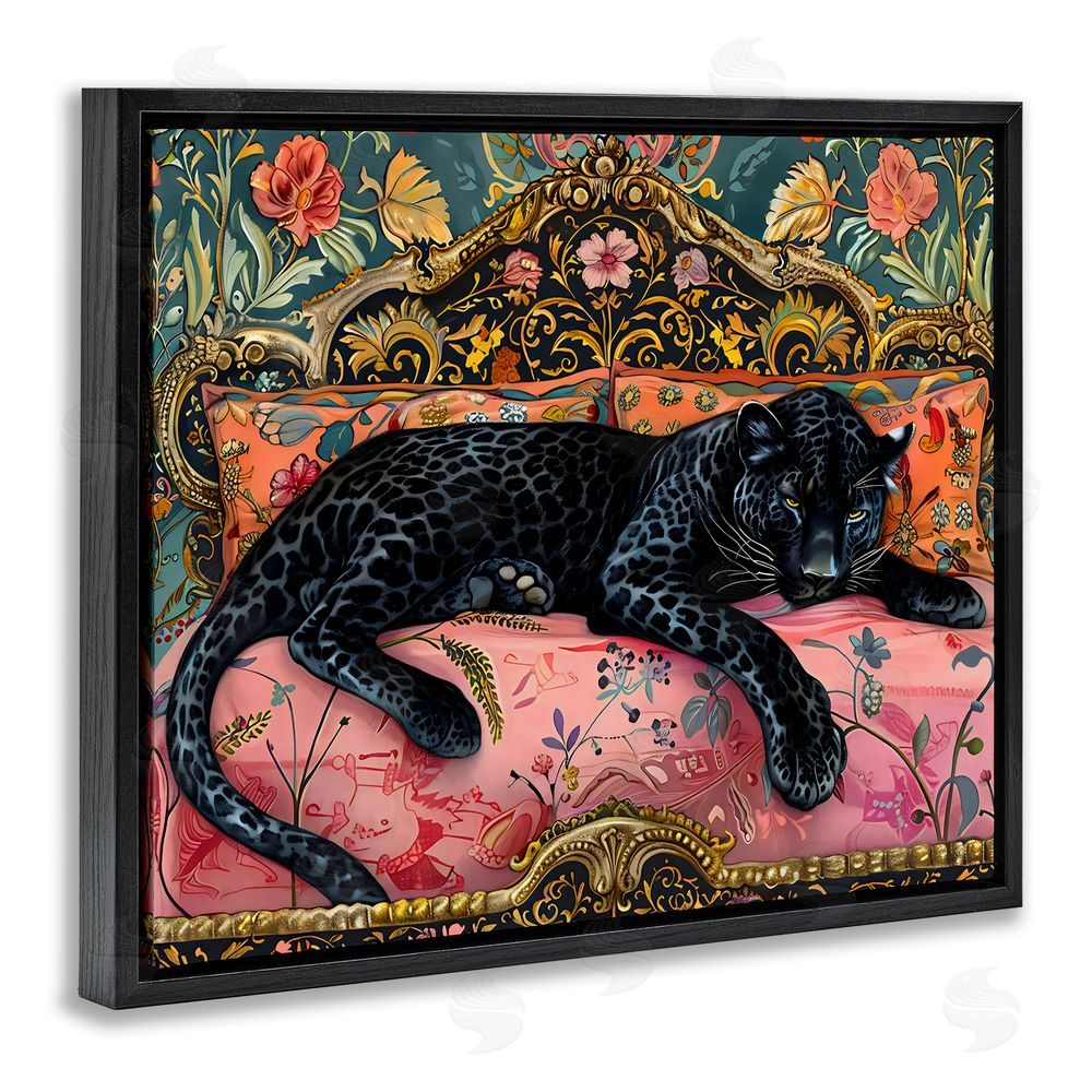 Creative Studio Lazy Black Elegant Leopard Black Floating Framed Canvas Wall Art