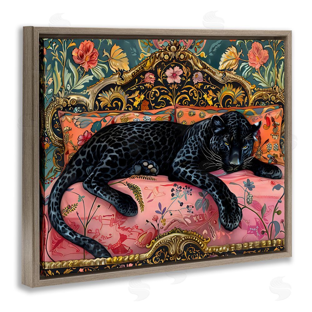 Creative Studio Lazy Black Elegant Leopard Brown Floating Framed Canvas Wall Art