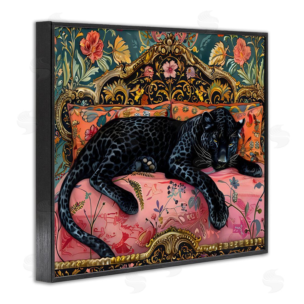 Creative Studio Lazy Black Elegant Leopard Black Framed Giclee Wall Art