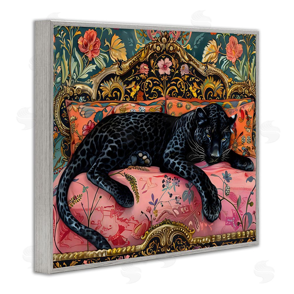 Creative Studio Lazy Black Elegant Leopard Gray Framed Giclee Wall Art
