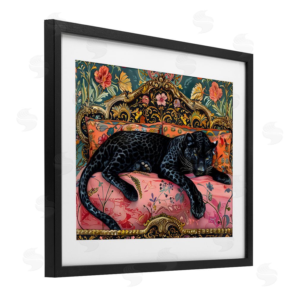 Creative Studio Lazy Black Elegant Leopard Black Framed Print Under Glass Wall Art