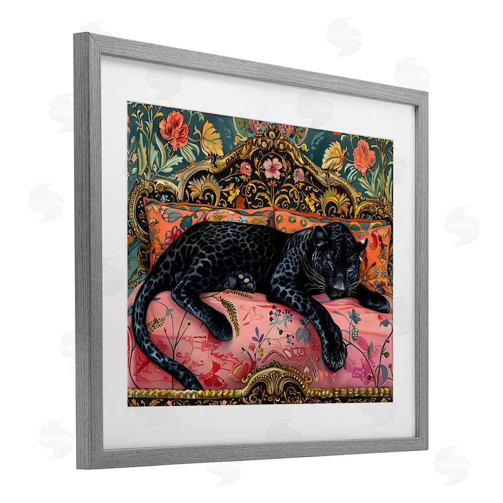 Creative Studio Lazy Black Elegant Leopard Gray Framed Print Under Glass Wall Art
