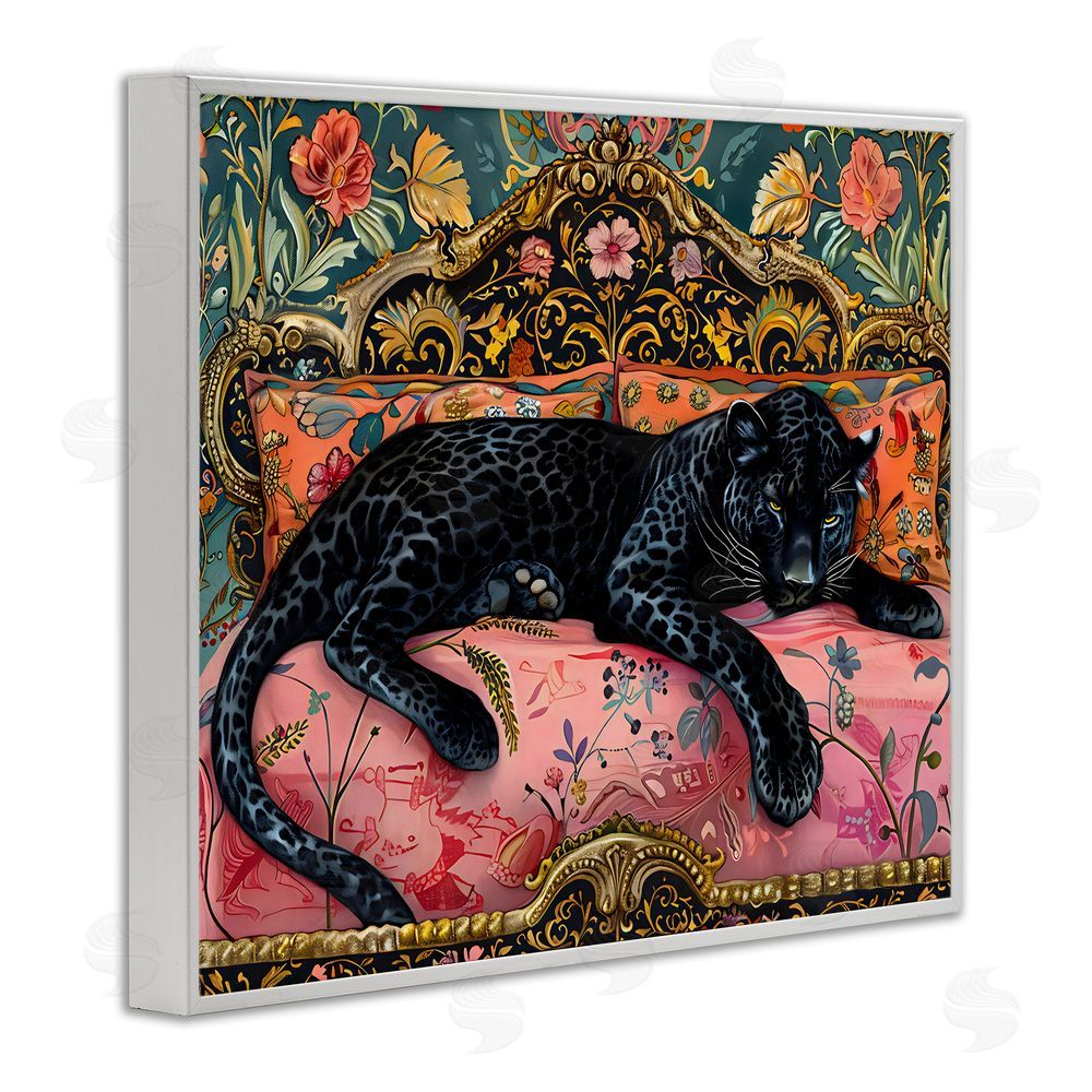 Creative Studio Lazy Black Elegant Leopard White Framed Giclee Wall Art