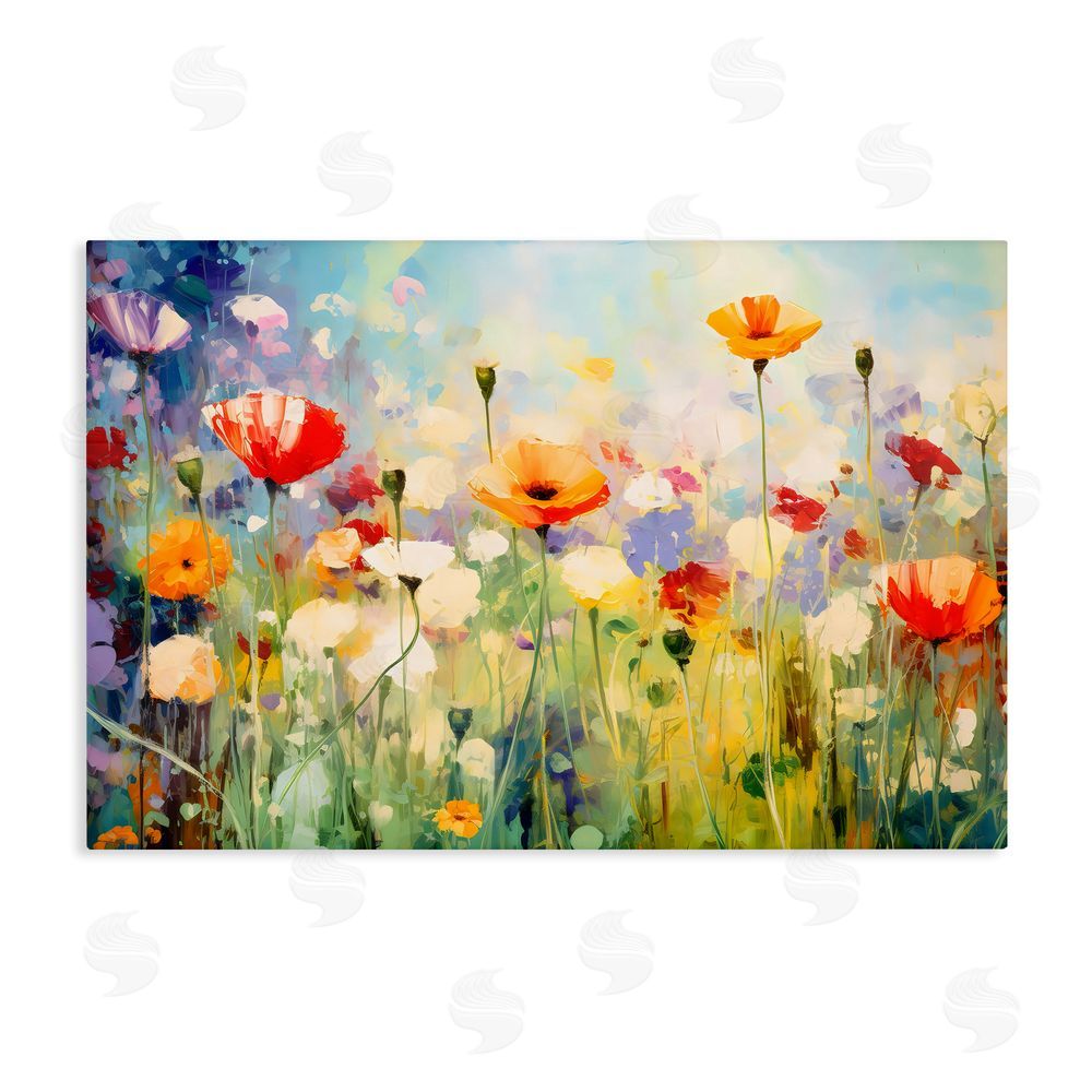 Creative Studio Sunlit Meadow of Colorful Blooms Stretched Canvas Wall Art Print