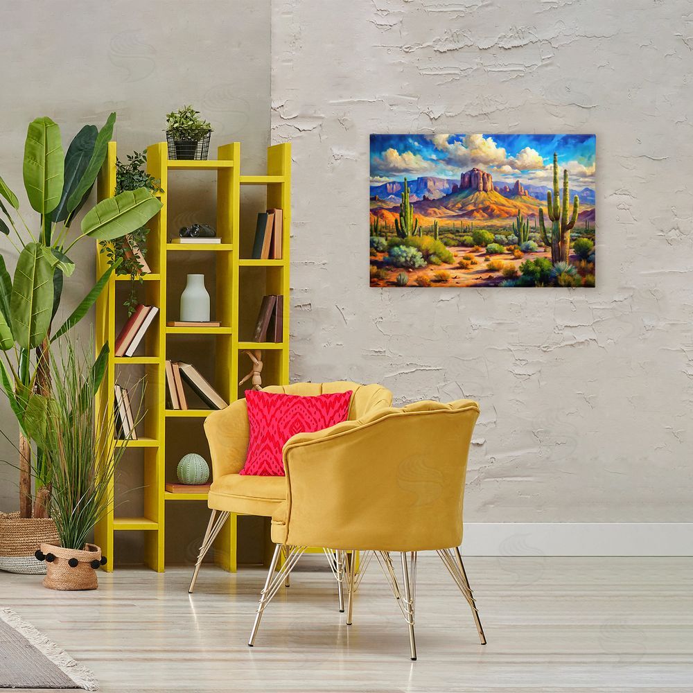 Creative Studio Majestic Saguaro Desert Landscape Stretched Canvas Wall Art in Room