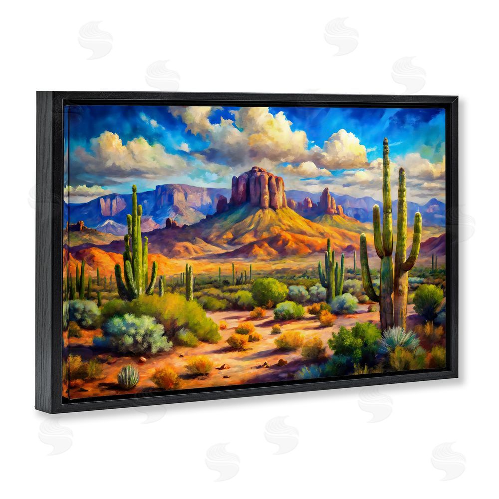 Creative Studio Majestic Saguaro Desert Landscape Black Floating Framed Canvas Wall Art