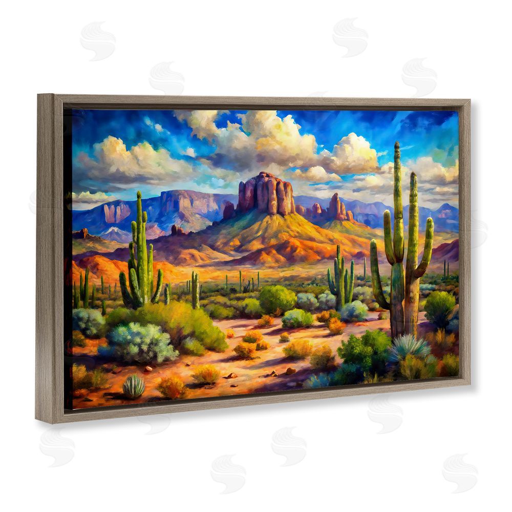Creative Studio Majestic Saguaro Desert Landscape Brown Floating Framed Canvas Wall Art