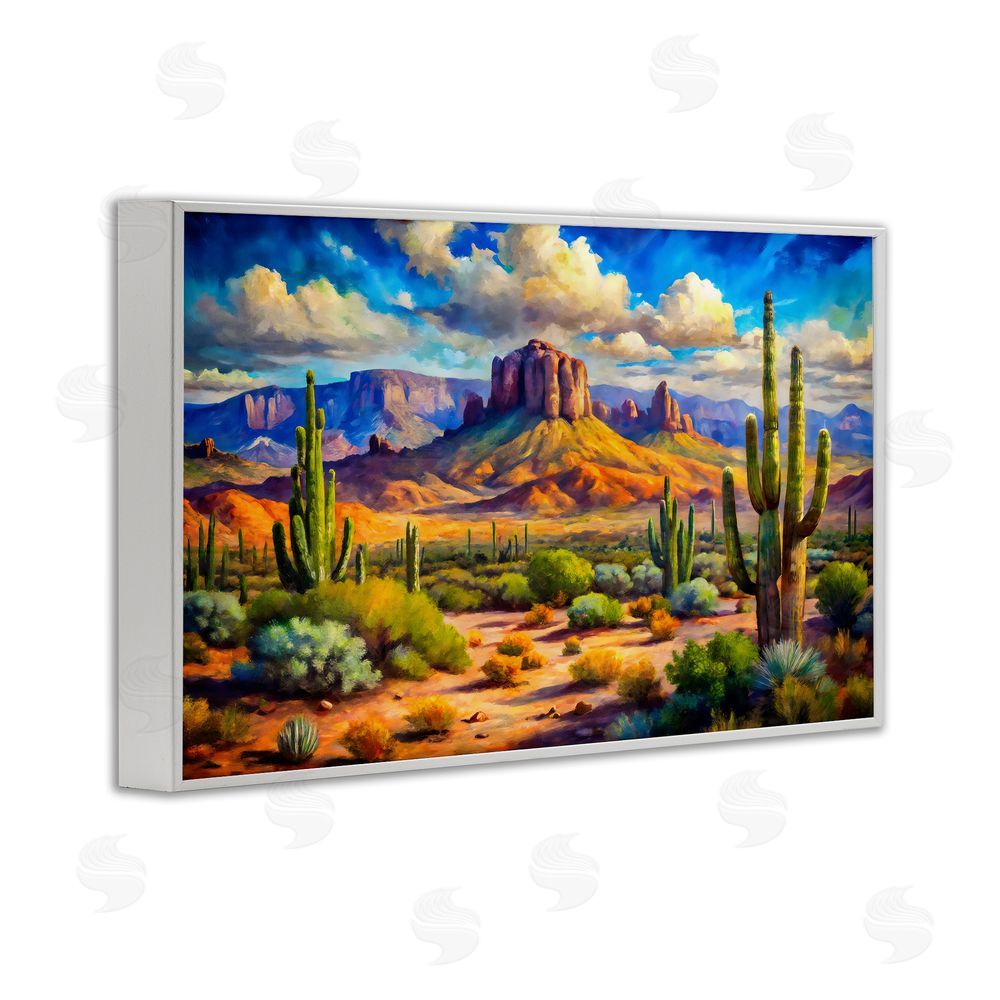 Creative Studio Majestic Saguaro Desert Landscape White Framed Giclee Wall Art