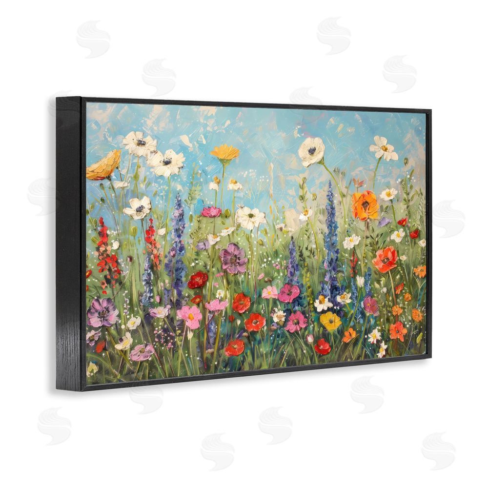 Creative Studio Wildflower Field of Spring Blooms Black Framed Giclee Wall Art Print