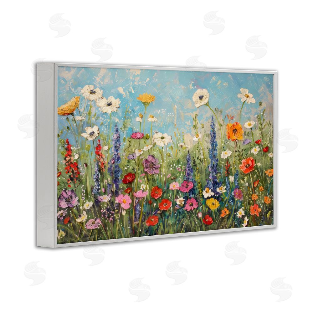 Creative Studio Wildflower Field of Spring Blooms White Framed Giclee Wall Art Print