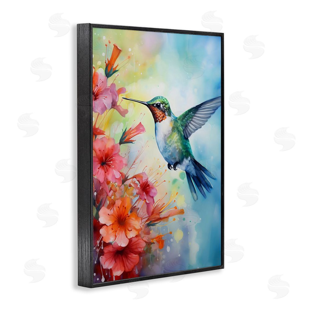 Creative Studio Hummingbird Hibiscus Serenade Black Framed Giclee Wall Art