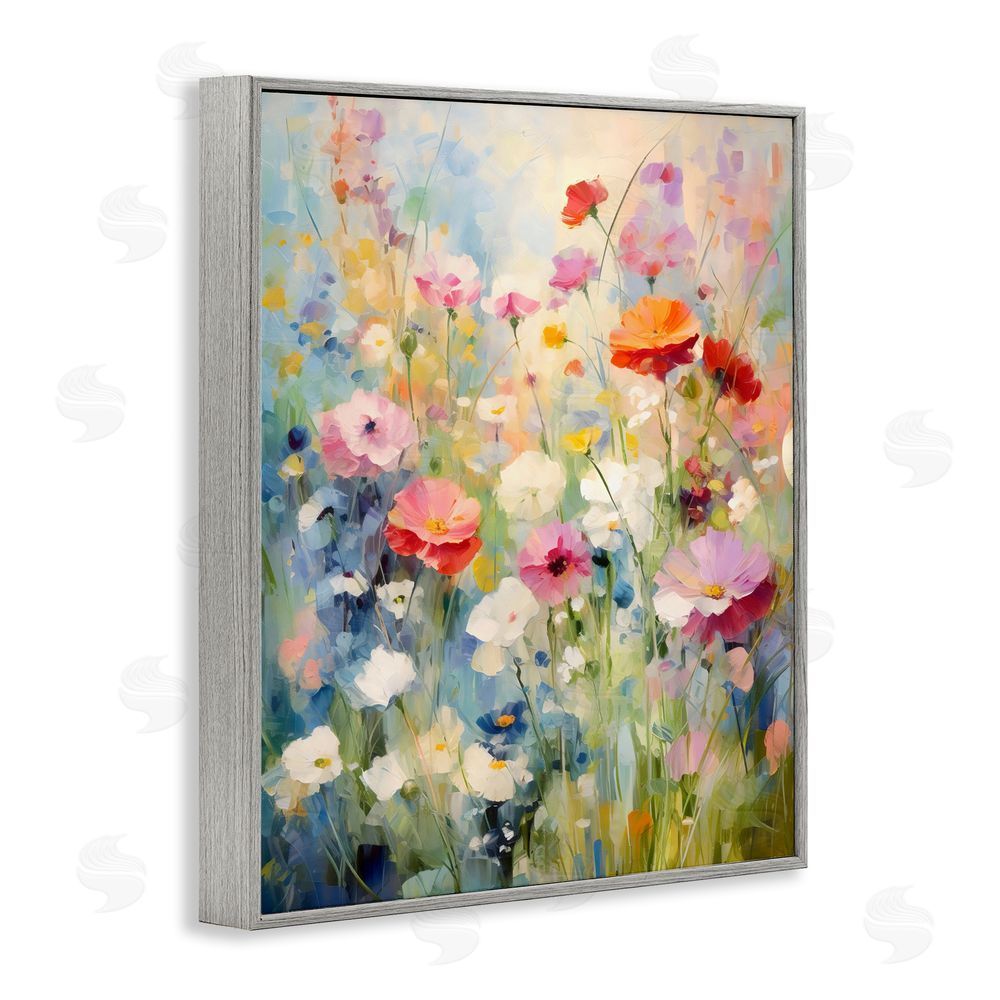 Creative Studio Wildflower Breeze Impression Gray Framed Giclee Wall Art Print