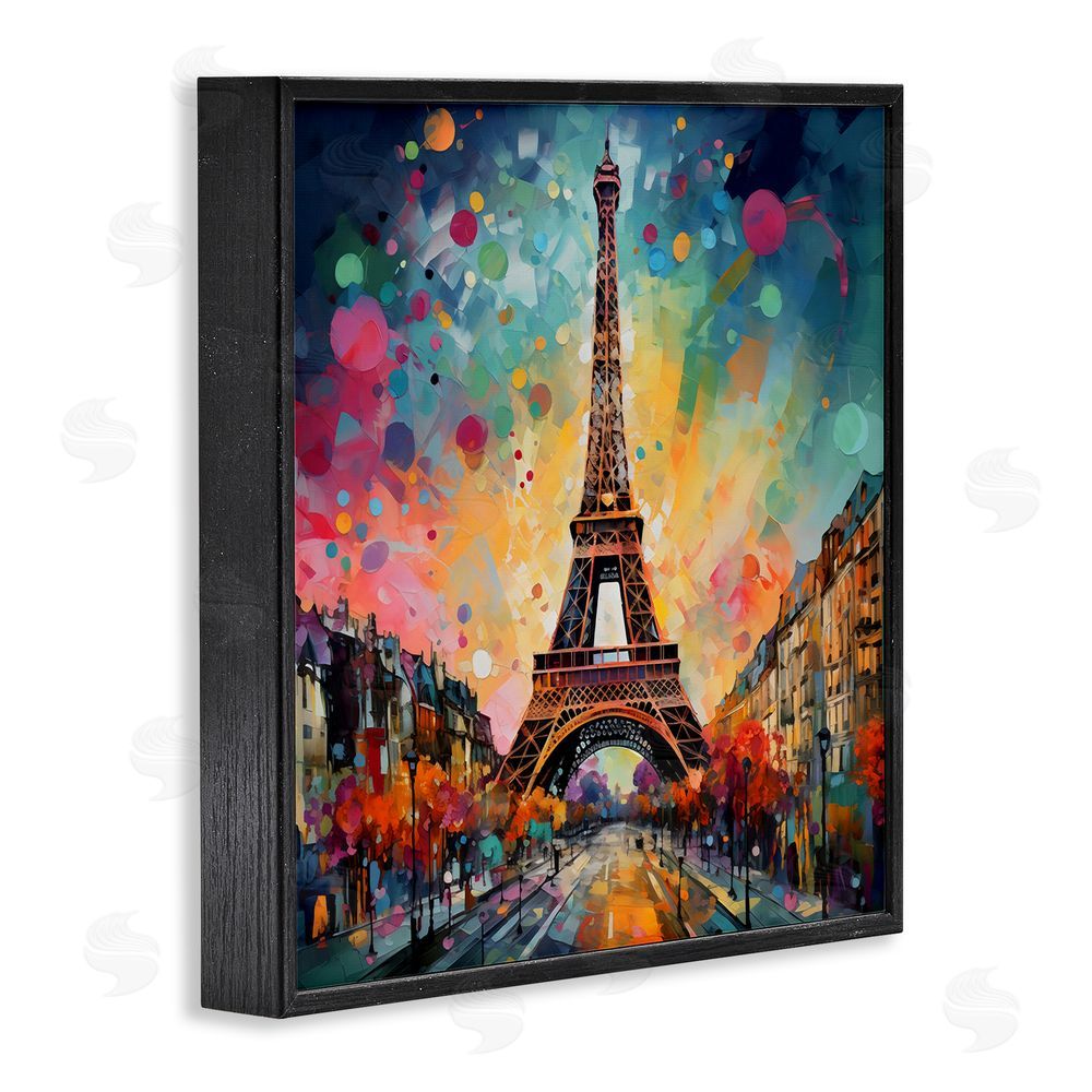 Creative Studio Eiffel Tower with Vibrant Dots Black Framed Giclee Wall Art