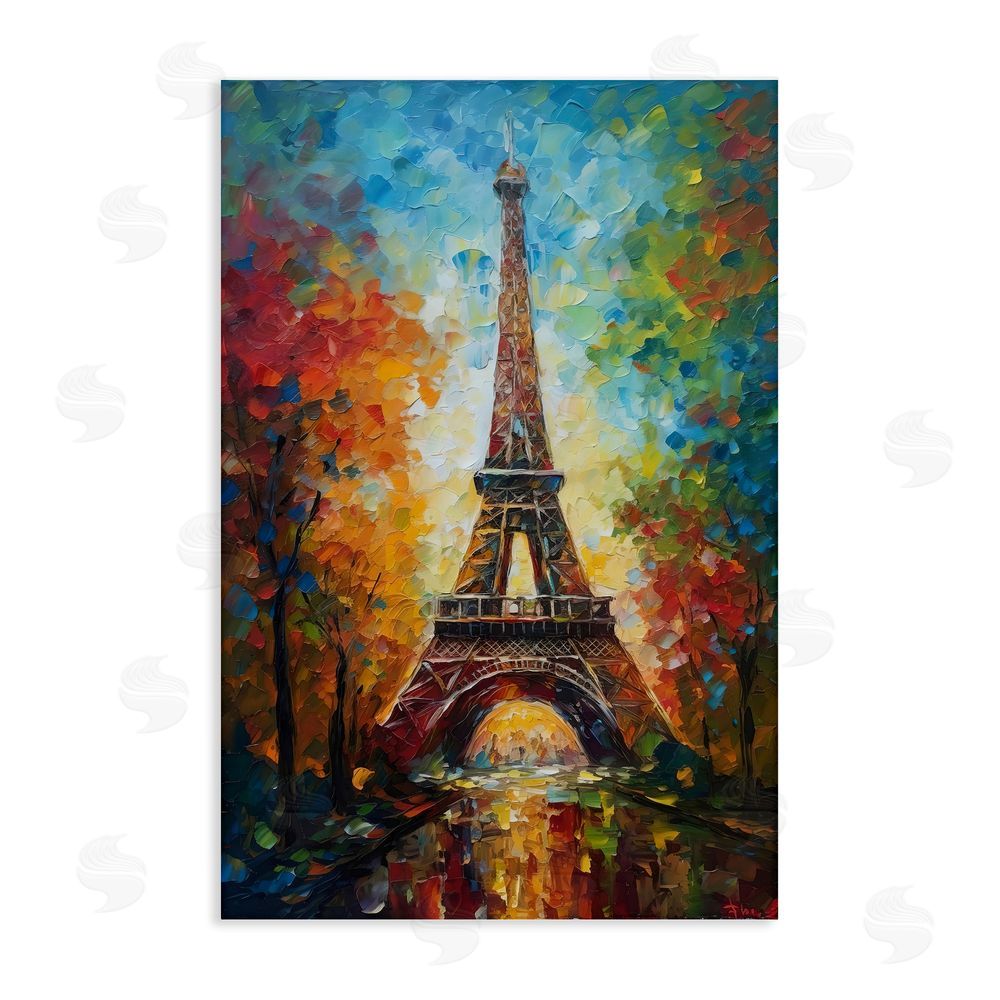 Creative Studio Colorful Reflection at Eiffel Tower Stretched Canvas Wall Art