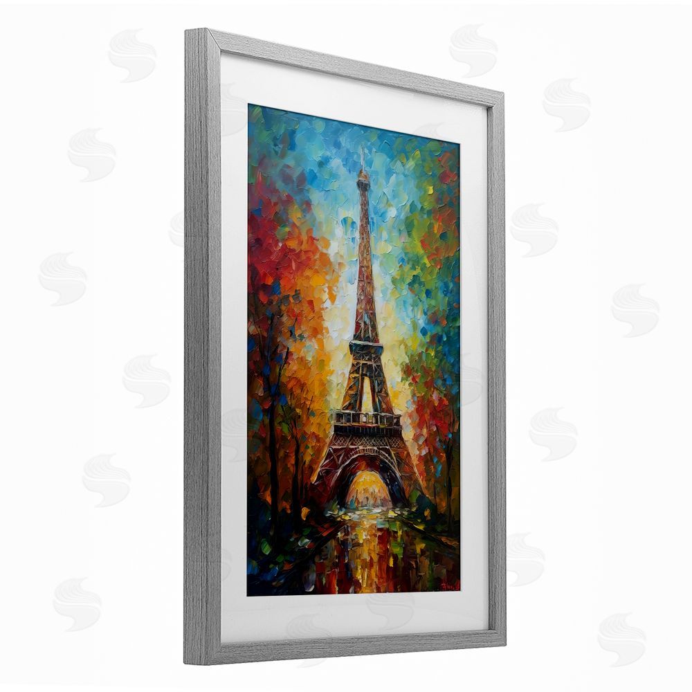 Creative Studio Colorful Reflection at Eiffel Tower Gray Framed Print Under Glass Wall Art