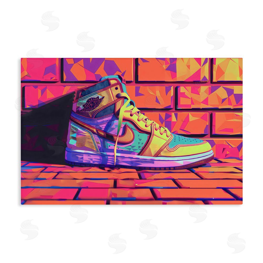 Creative Studio Sneaker with Vibrant Geometric Hues Stretched Canvas Wall Art Print
