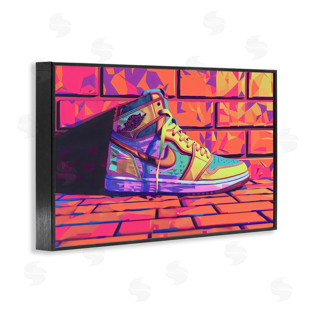 Creative Studio Sneaker with Vibrant Geometric Hues Black Framed Giclee Wall Art Print