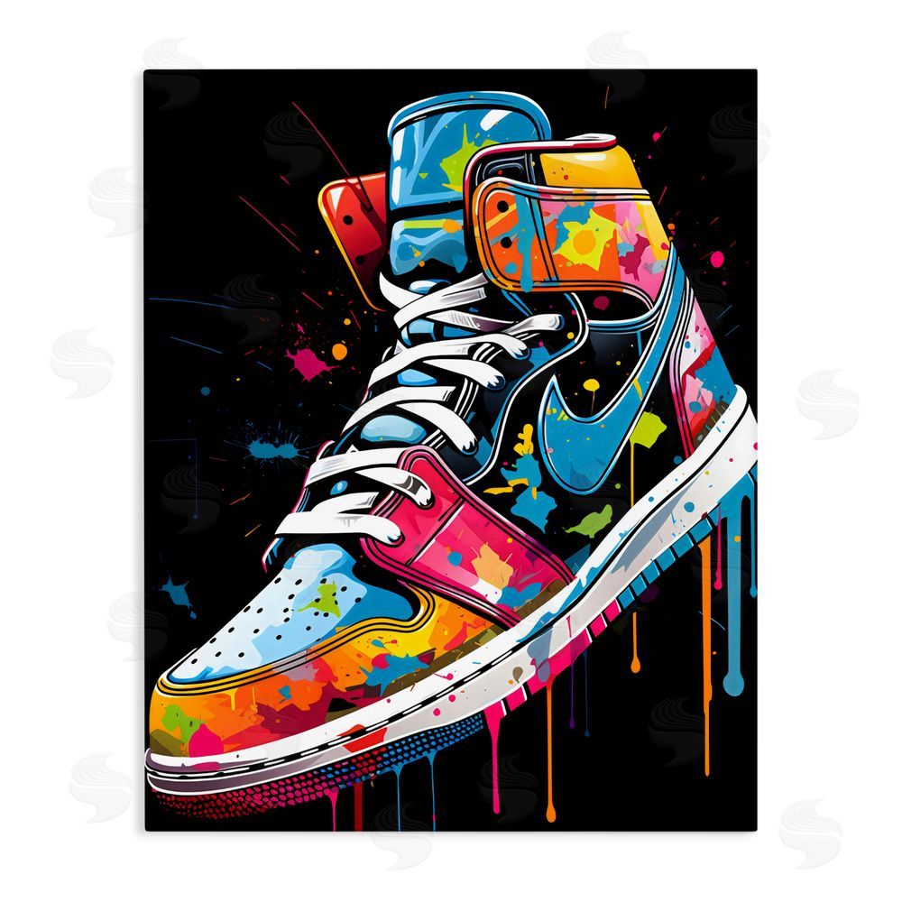 Creative Studio Paint Drip High Top Sneakers Stretched Canvas Wall Art