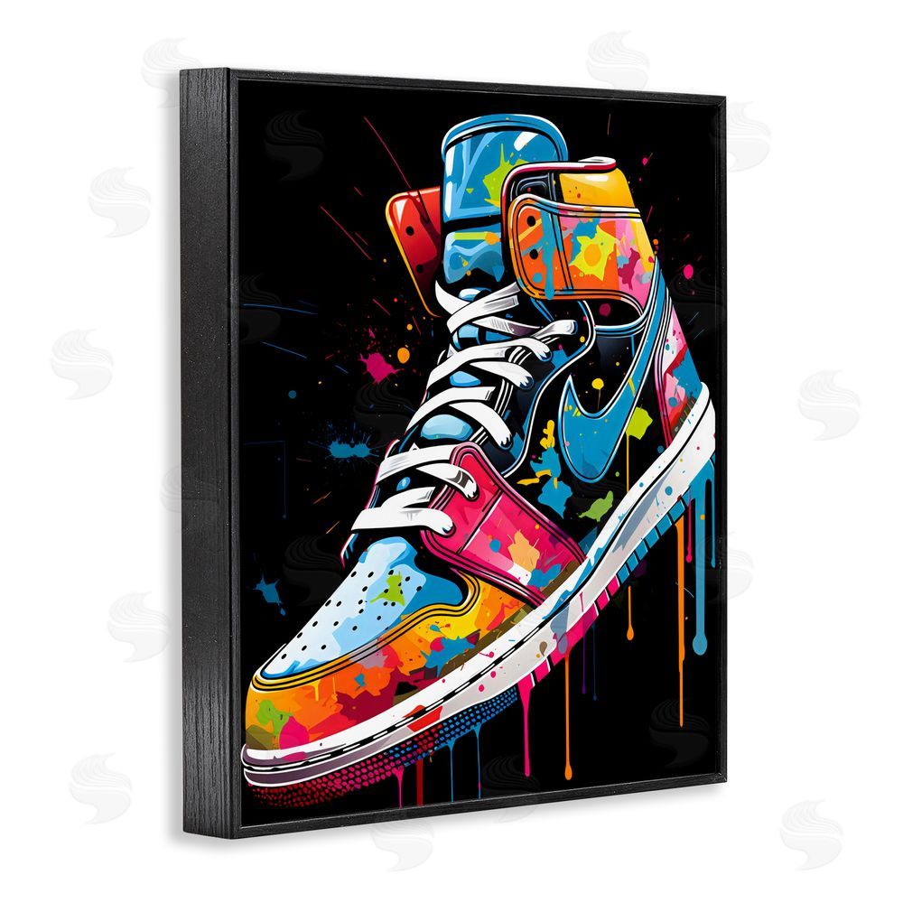 Creative Studio Paint Drip High Top Sneakers Black Framed Giclee Wall Art