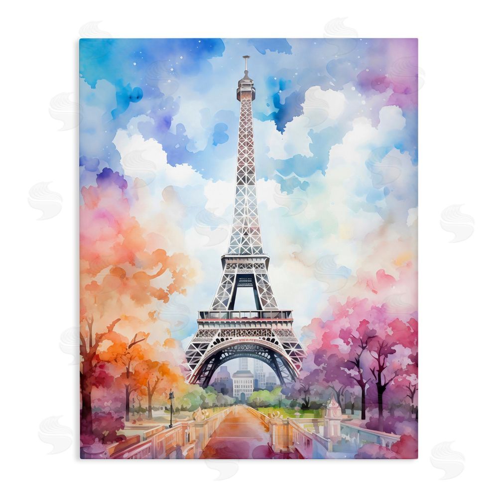 Creative Studio Pastel Paris Springtime Tower Stretched Canvas Wall Art